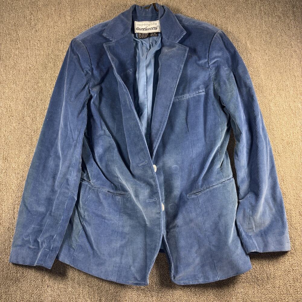 Vintage Donnkenny Blue Corduroy Blazer Jacket Womens Size 8 16x27 Academia